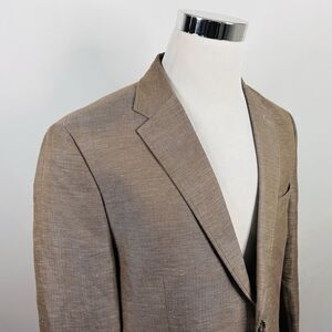 NWT Joseph Abboud Large Sport Coat Linen Blend Beige Herringbone Two Button